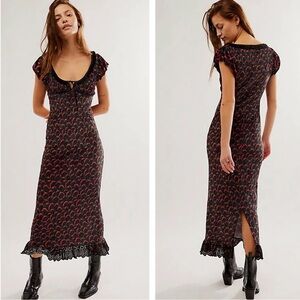 NWT Free People McKenna Velvet Midi Dress Size XS